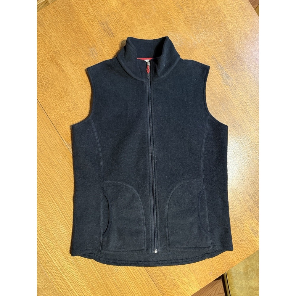 Vintage Woolrich Fleece Vest Womens Small Black Full Zip Outdoor Hiking USA